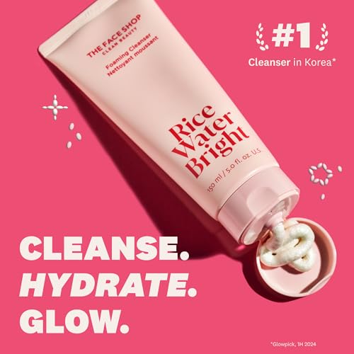 The Face Shop Rice Water Bright Foaming Cleanser - Hydrating Vegan Face Wash, 5.0 fl. oz.
