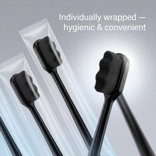 Patelai Black Nano Toothbrush 8 Pack Extra Soft Bristles Sensitive Oral Care