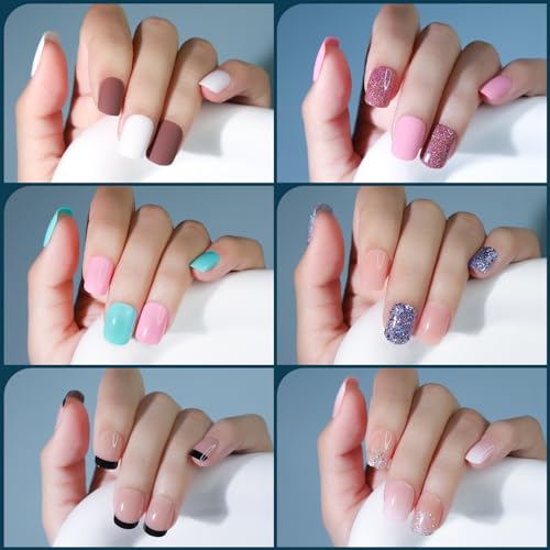 Fandamei Press On Nails - 576PCS Short Square & Round Styles