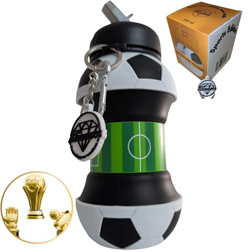 Soccer Ball Water Bottle - Collapsible 18oz Sports Hydration