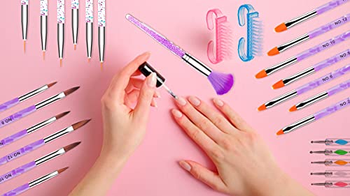 AROIC 28-Piece Acrylic Nail Art Brush and Dotting Tool Set