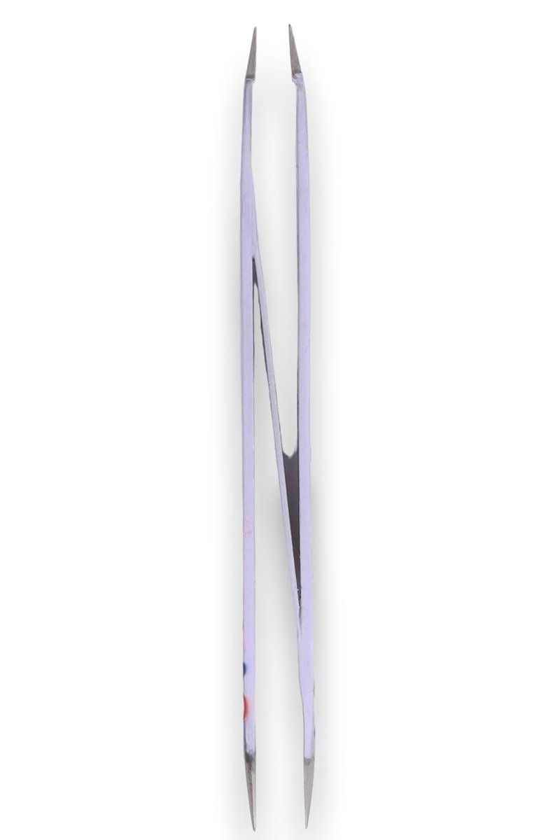 Dual Ended Point & Slant Tips Z-Tweeze PATENTED Tweezers (White with Hearts) Precision Crafted for Eyebrows Ingrown hair two in one tweezers for ease of use by DreamCut