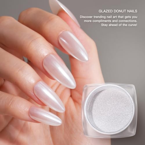 Pretty Diva White Pearl Chrome Nail Powder for DIY Nail Art