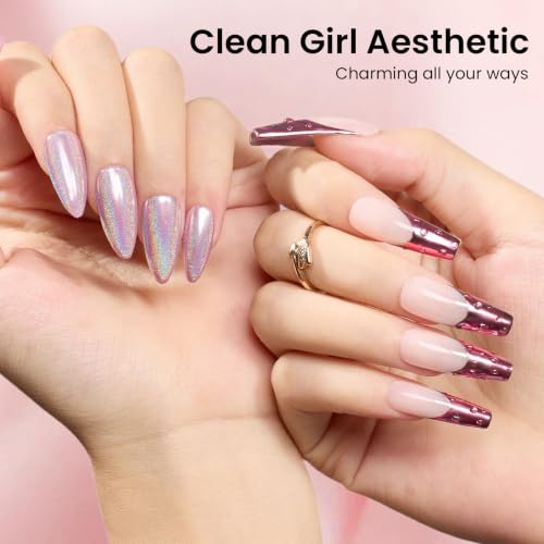 Beetles Chrome Nail Powder Set - 8 Colors Metallic & Holographic