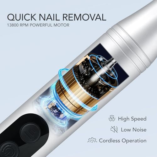 GAOY Cordless Silver Nail Drill with LED Display - 9 Speed Adjustable
