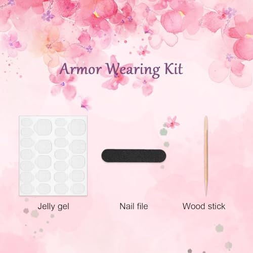 WFBBKP Flower Fake Nails - 30Pcs Short Almond 3D Flower Design with Gold Rhinestones, Pink Glitter, Full Cover, DIY Manicure (Variation 9)