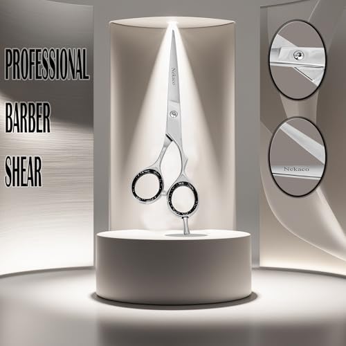Nekaco 6.5 Inch Silver Hair Cutting Scissors with Adjustable Tension for Salon & Home Use