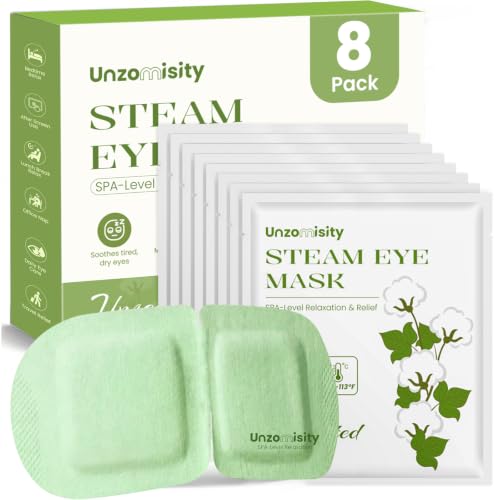 Unzomisity Unscented 8 Pack Disposable Heated Steam Eye Masks for Relaxation