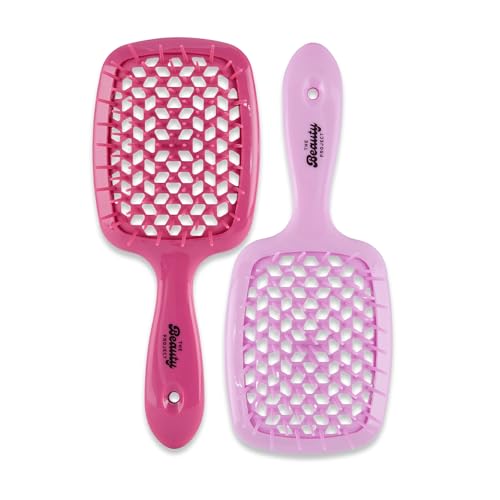 Amethyst Detangling Brush 2-Pack for All Hair Types - Pain-Free, Vented Design