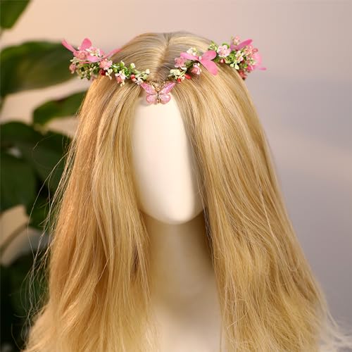 Handmade Fairy Butterfly Crown - Elven Flower Headpiece for Weddings