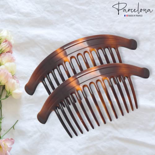 Parcelona Extra Large Tortoiseshell Hair Combs for Updos - 13 Teeth