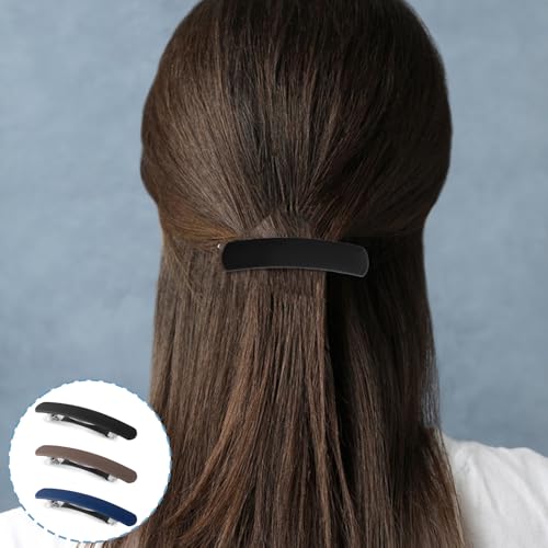 3 PCS Vintage Matte Flat Ponytail Clips for Women - Strong Hold Hairpins