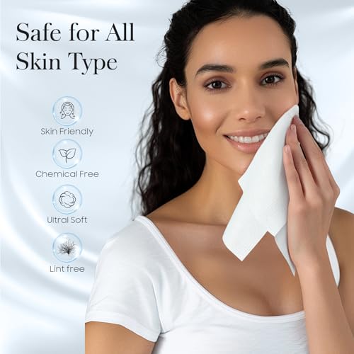 Fygrip 2 Pack of 50 XL Disposable Face Towels 10x12 Inches, Soft & Thick, Double Sided for Face & Skin Care