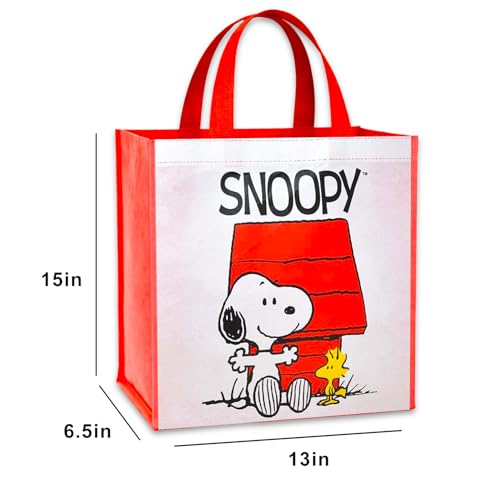 Peanuts Tote Bags Set - 2 Pack Snoopy Grocery Bags for Kids & Adults
