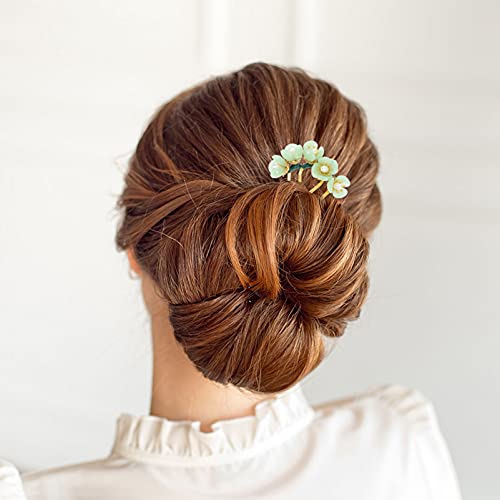 Beaupretty Jade Hairpin Set 5 Pieces with Green Tassels – Lotus Retro Hair Clips for Women
