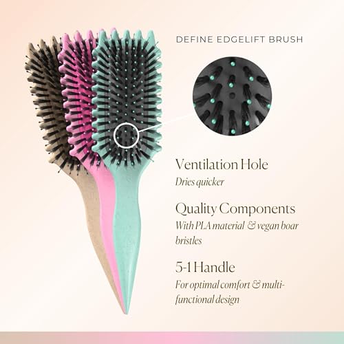 Bounce Curl Define EdgeLift Brush Bundle - Pink & Teal Brushes for Curly Hair Styling