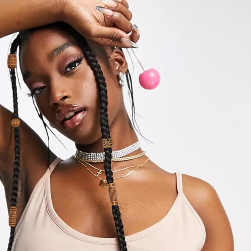 50PCS Wooden Hair Beads for Braids & Locs - Dreadlock Accessories & DIY Hair Cuffs