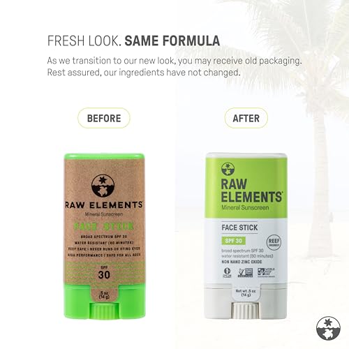 Raw Elements SPF 30 Mineral Face Sunscreen Stick, 0.5 oz Travel Size