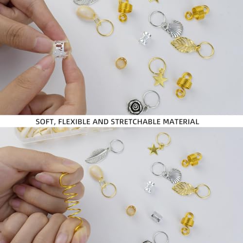 Hair Bead Jewelry 220Pcs Braiding Accessories Metal Charms & Cuffs for Braids