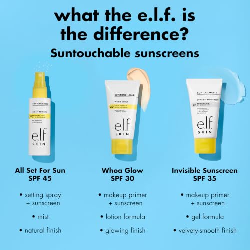 e.l.f. SKIN Suntouchable Invisible SPF 35 Sunscreen Mini 0.33oz, Lightweight Gel for Face & Makeup Primer, Vegan & Cruelty-Free