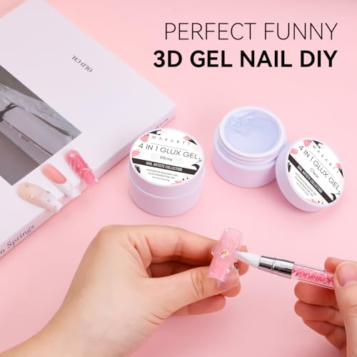 Makartt 4-in-1 3D Gel Nail Art Kit - Clear & White Sculpting Builder Gel