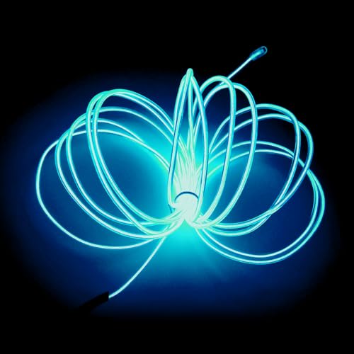 MaxLax 16.4ft Ice Blue EL Wire Neon Light Strip - Cuttable & Portable