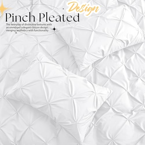 VACVELT King Size Pintuck Pillow Shams - 2 Pack, Soft Microfiber
