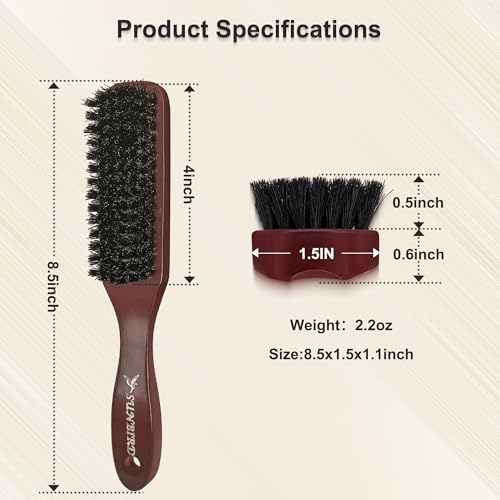 SUNBIRD Boar Bristle Slick Back Hair Brush for Frizz Control & Shine
