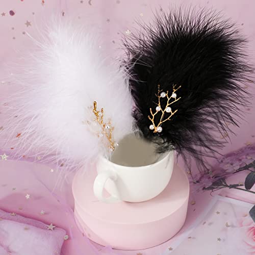 Feather & Pearl Hair Clips Set for Women & Girls - Elegant 4-Piece Fascinator Accessories