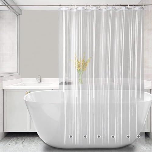 Extra Long Shower Curtain Liner 72x82 Inch - Clear PEVA Waterproof with 6 Magnets