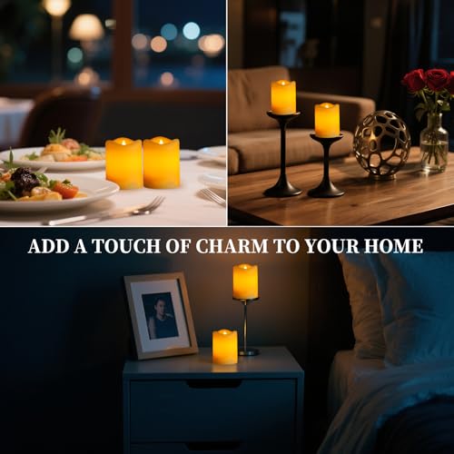 Solar Flameless LED Candles - 2 Pack, Waterproof, Dusk to Dawn, 3x4"