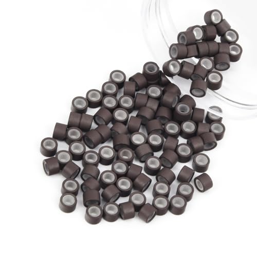 4mm Silicone Lined Hair Extension Beads - 100 Pcs Brown