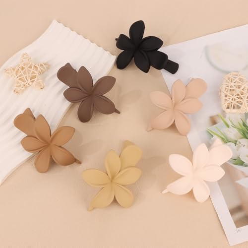 CURASA Flat Flower Hair Clips for Women - 6 Pack, B Variation, Elegant Claw Clips for Thick & Thin Hair