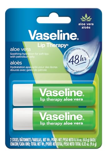 Vaseline Lip Therapy Aloe Vera Stick - 48 Hour Hydration, 2 Pack