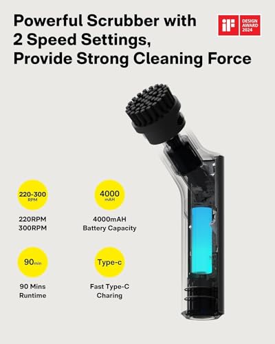 HOTO 3 Pack Replacement Brush Heads for Electric Scrubber - Flat & Pointed