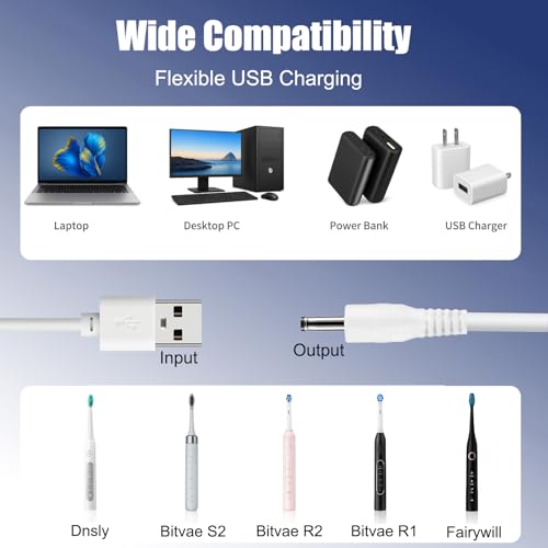 5FT USB Charger Cable for Bitvae Toothbrush & Water Flosser