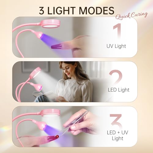 AORAEM Gooseneck Pink UV LED Nail Lamp - Double-Headed Light