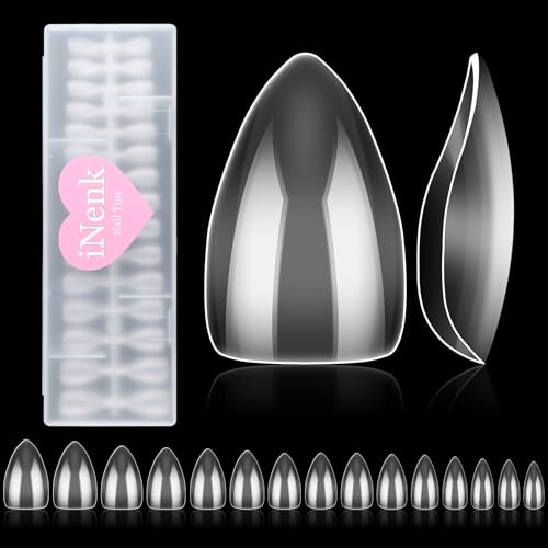 Full Stiletto Nail Tips Kit - 240 Pieces, 15 Sizes, Short & Wide, Includes Heart Stickers (INENK, Variant: Full Stiletto 240)