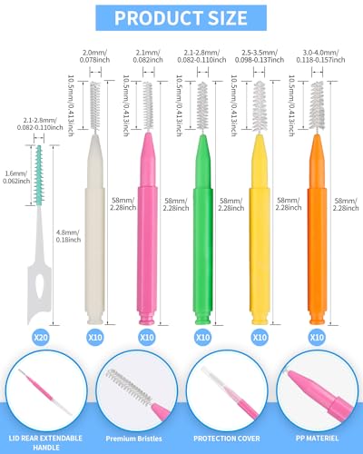 Interdental Brush Set with Soft Dental Picks - 70 PCS