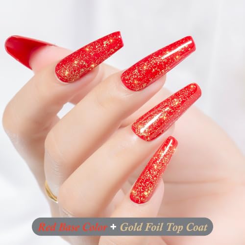YTD Likomey Gold Foil Top Coat for Nails - No Wipe Metallic Gold Leaf, 15ml