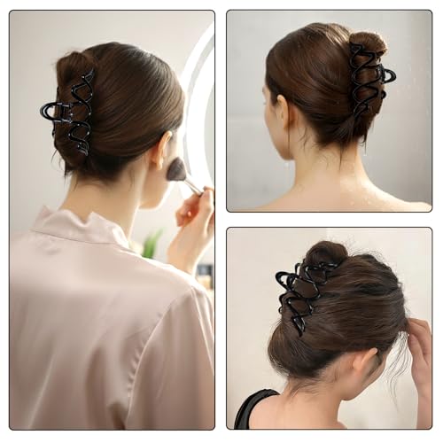 Black Metal Claw Clip for Thick Hair - Strong Hold & Non-Slip