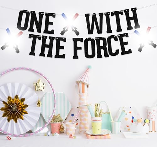 One With The Force Birthday Banner - Holographic Glitter Decor