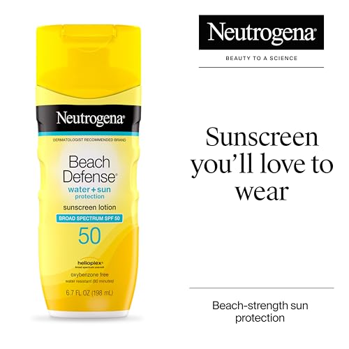 Neutrogena Beach Defense Sunscreen Lotion SPF 50, 6.7 fl oz (Pack of 2) - Oil Free & Reef Compliant