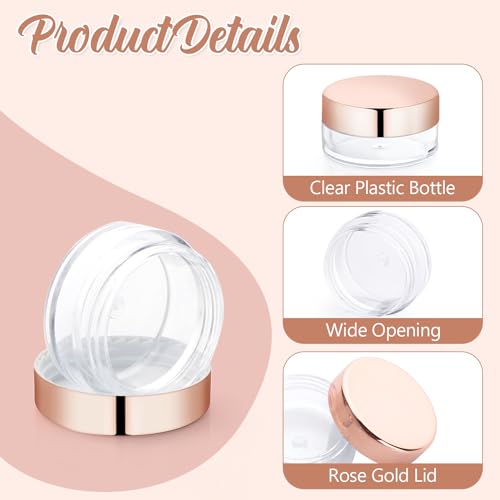 30 Pcs 5g Clear Plastic Cosmetic Jars with Rose Gold Lids