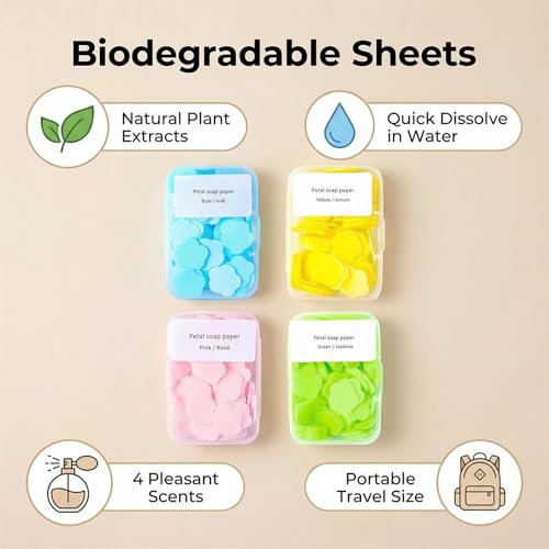 Portable Scented Hand Wash Sheets - Biodegradable Petal Soap for Travel & Outdoor Use