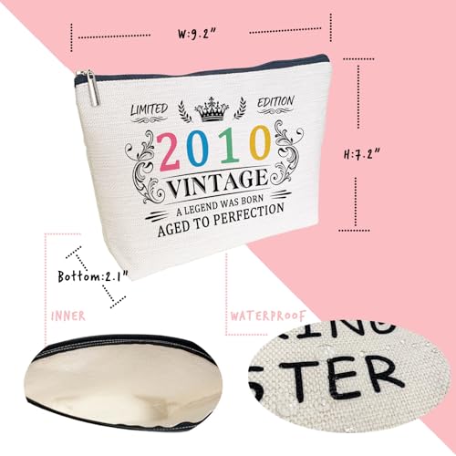 AliCarr 2010Y Vintage 16th Birthday Makeup Bag for Women & Girls, Travel Toiletry Pouch Gift