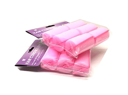 12 Pack Large Pink Foam Hair Curlers - Soft Reusable Rollers for Overnight Styling
