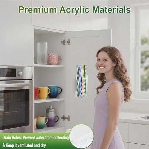 2-Pack Acrylic Straw Holder for Cabinet Doors - Reusable Organizer