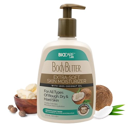 Biocare Deep Moisturizing Body Butter Cream 16 oz with Coconut Oil - Soft Skin
