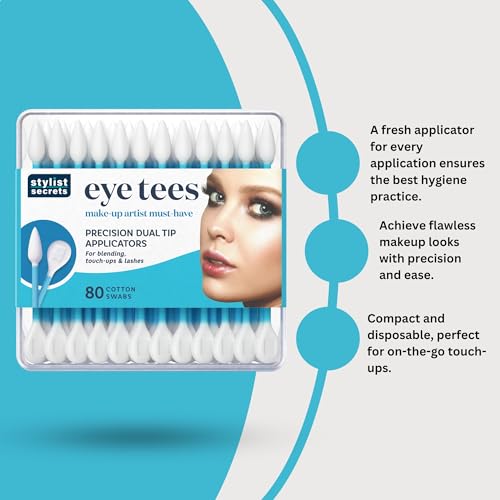 Fran Wilson EYE TEES Double-Sided Cotton Swabs - 80 Count (3 Pack) for Makeup Application and Cleaning